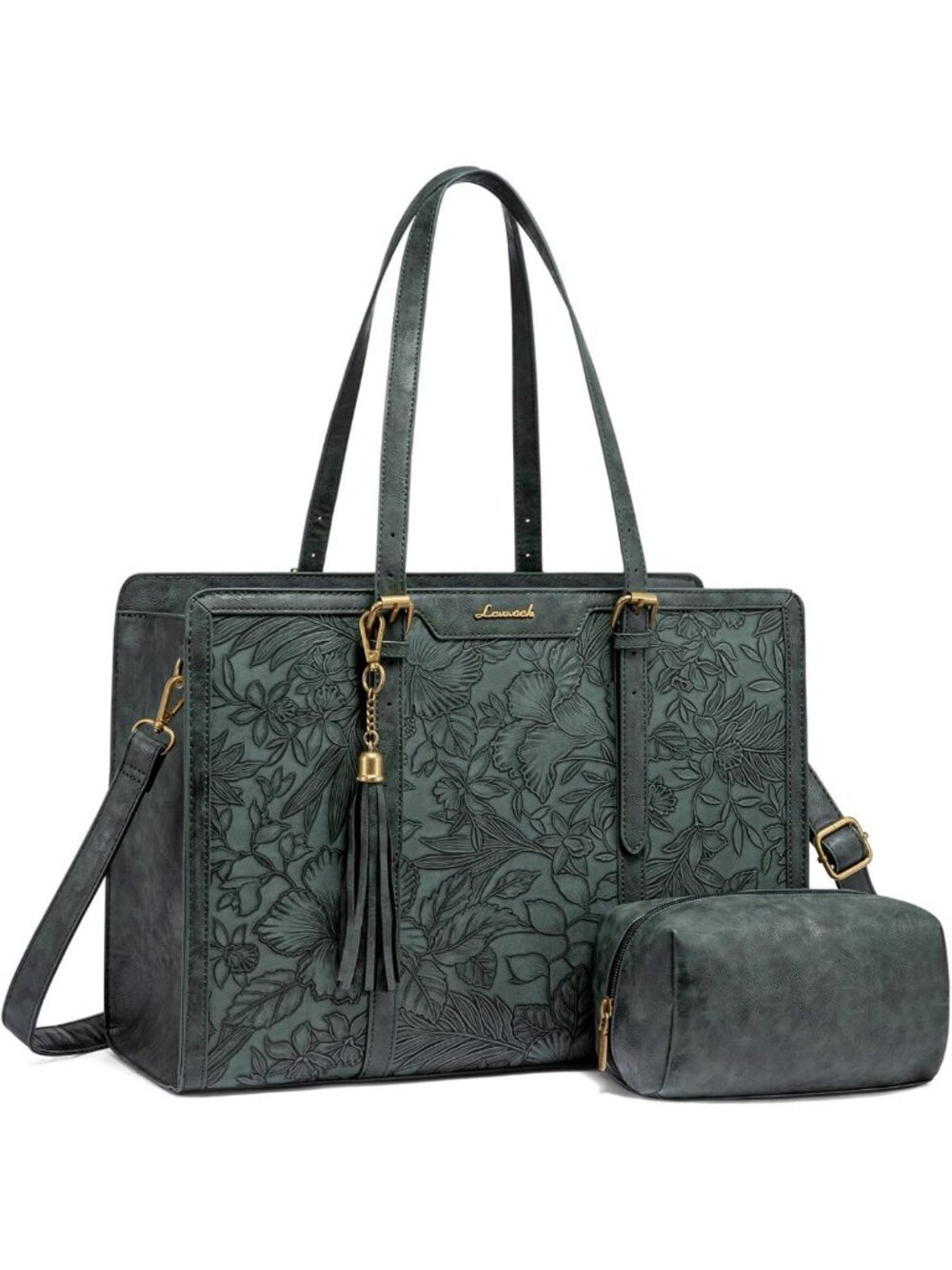 Vintage Leather Laptop Tote Bag for Women | 15.6" Large Capacity Work Bag with